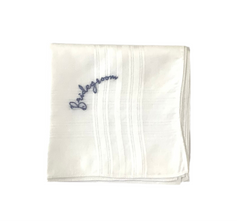 Bridegroom Hankie w/ Blue Embroidery