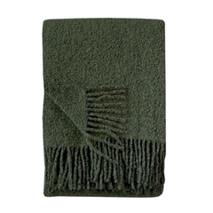 Baldwin Seaweed Green Melange Boucle Wool Blend Throw