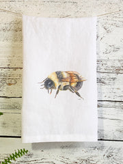 Bumblebee Profile View French Linen Tea Towel
