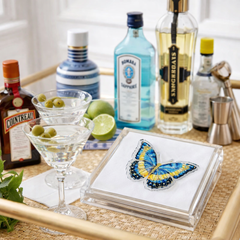 Acrylic Napkin Weight - Butterfly Blues