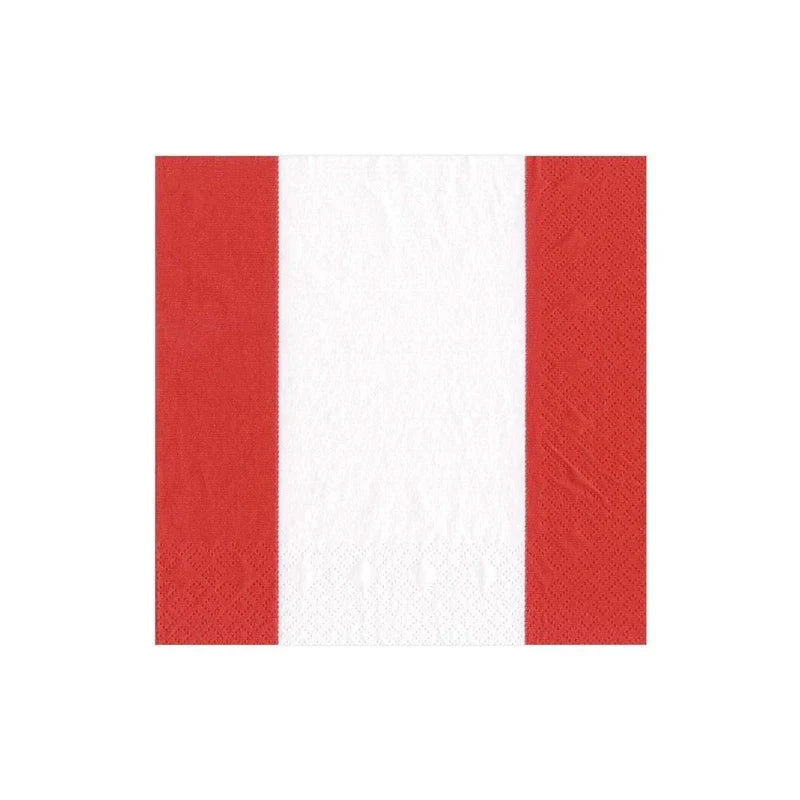 Bandol Stripe Paper Cocktail Napkins in Red