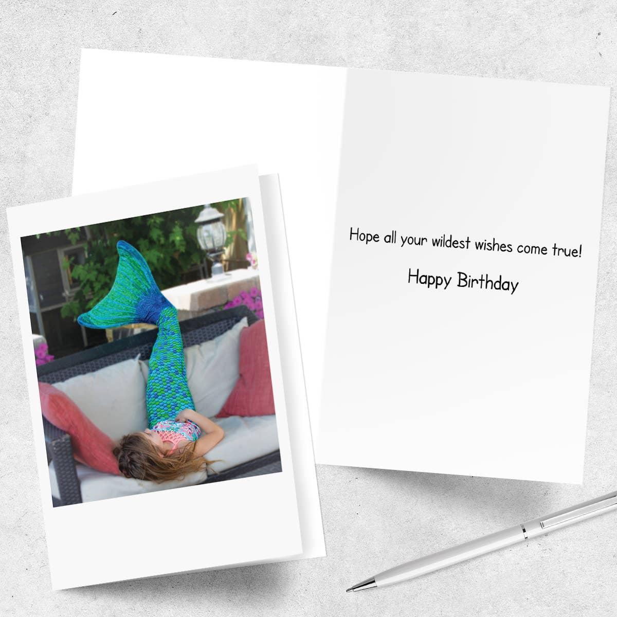 Blue Mermaid Happy Birthday Greeting Card