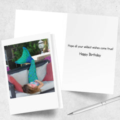 Blue Mermaid Happy Birthday Greeting Card