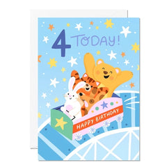 4th Birthday Card – Rollercoaster Theme Birthday Card