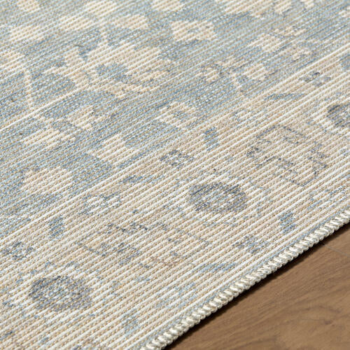 Asha Machine Woven Rug - Sky Blue