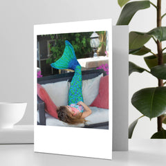 Blue Mermaid Happy Birthday Greeting Card