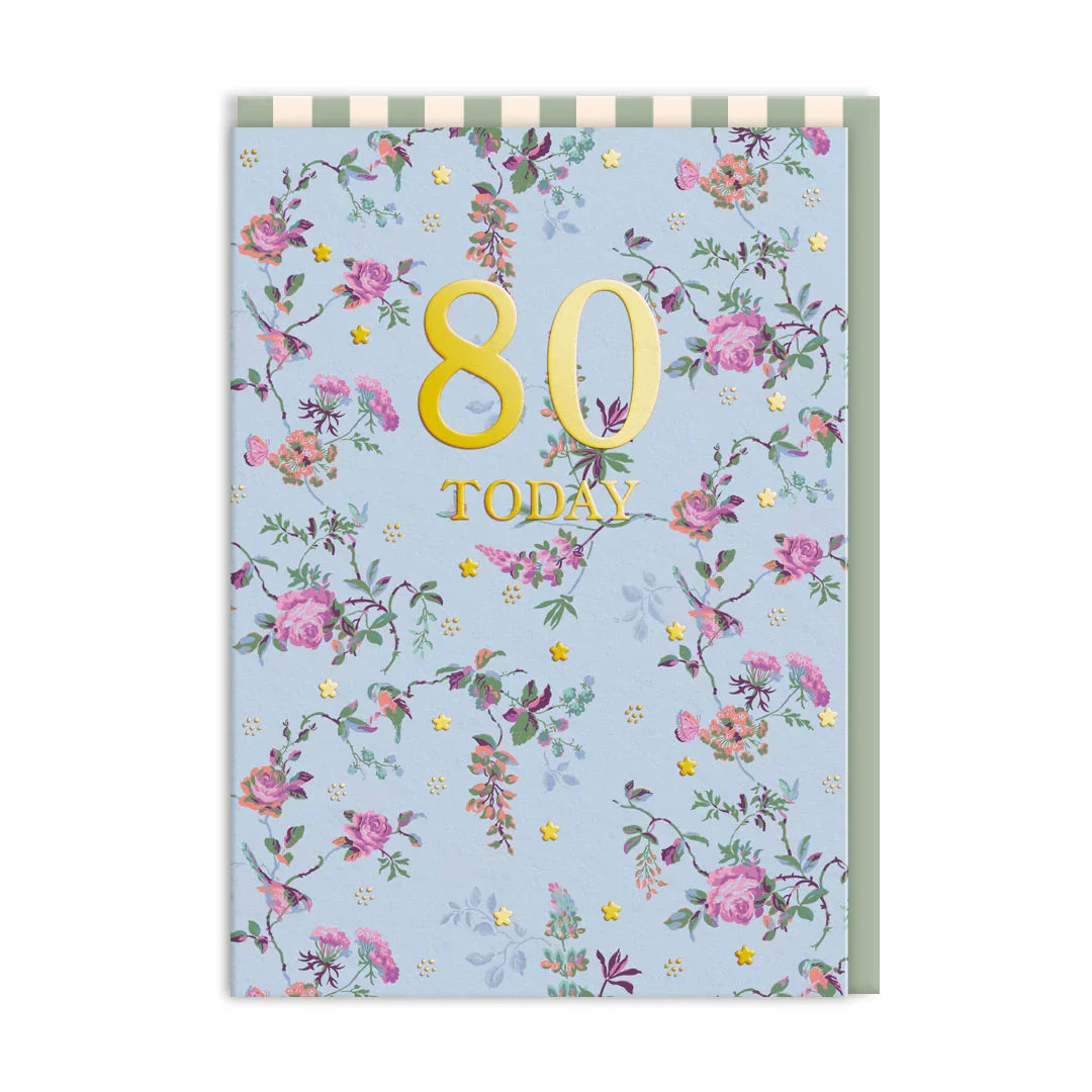 80 Today Birds and Roses Birthday Card