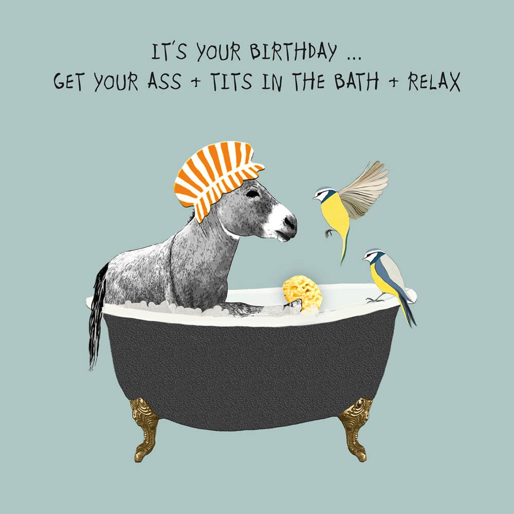 Ass and Tits in Bath Birthday Card