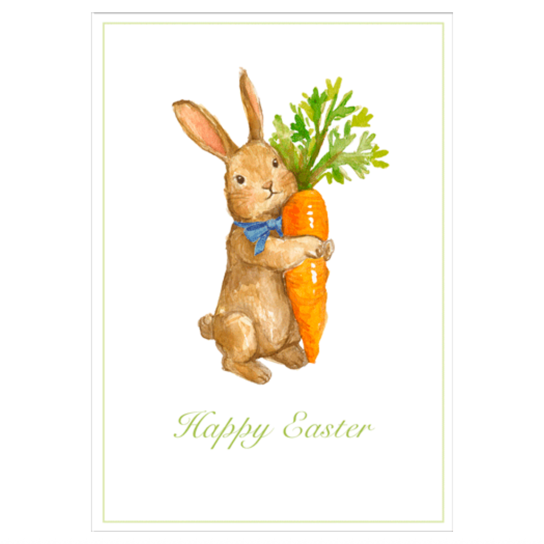 Bunny Hugging Carrot Easter Card