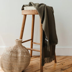 Baby Alpaca Olive Green Throw