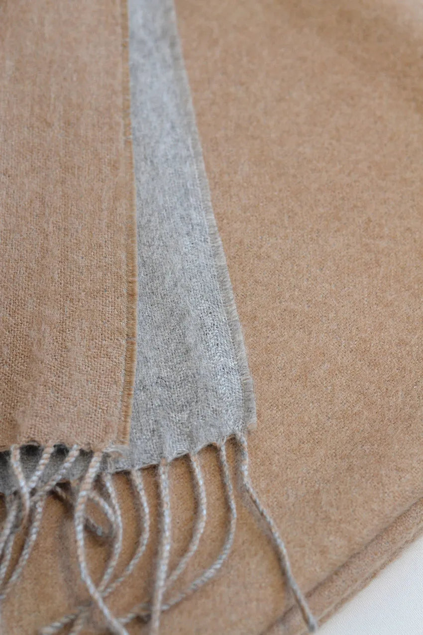 Baby Alpaca Scarf - Camel & Silver