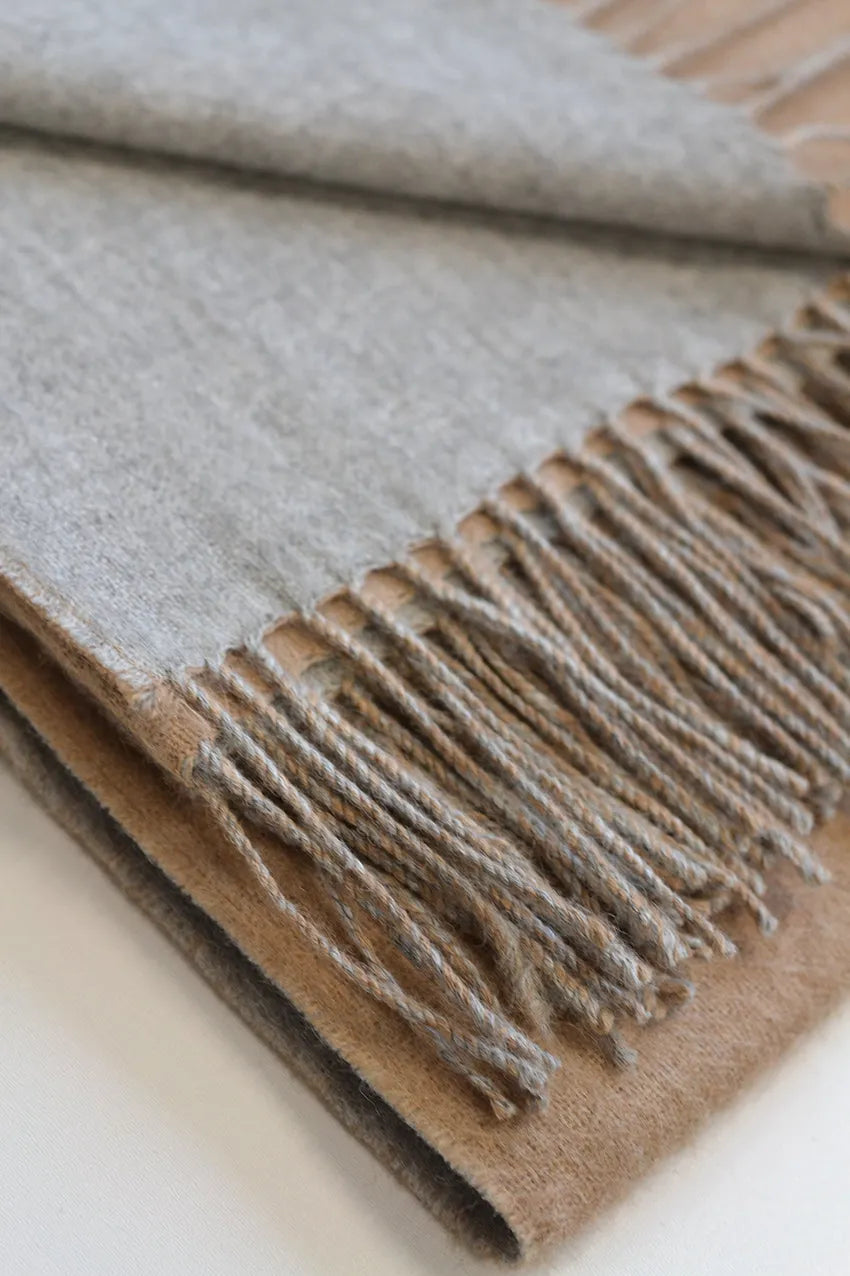 Baby Alpaca Scarf - Camel & Silver