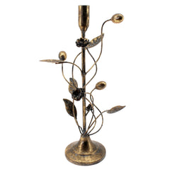 Antiqued Bronze-like Floral Candlesticks