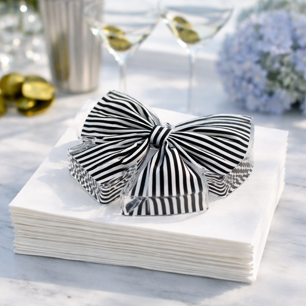 Acrylic Napkin Weight - Black Bow