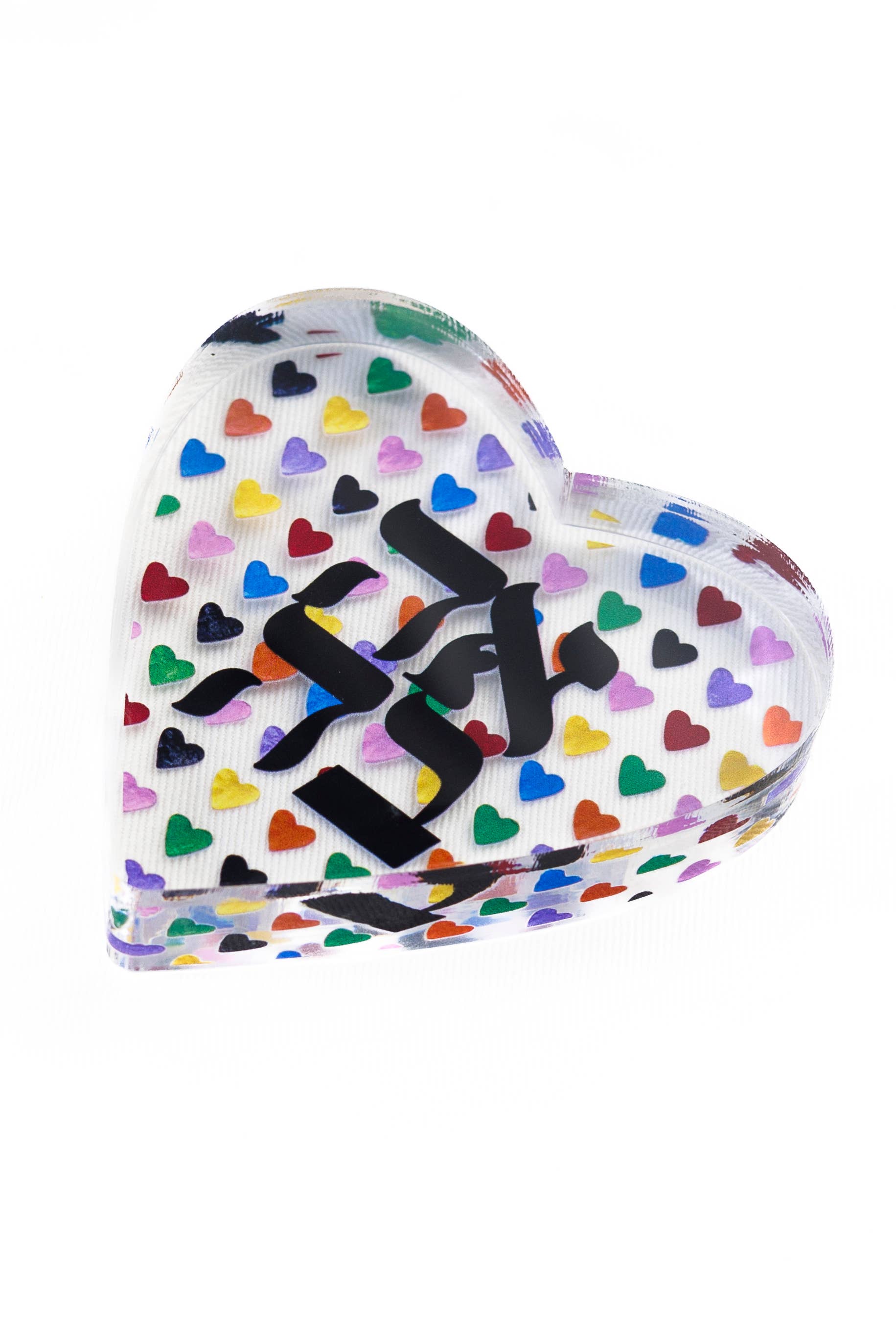 Acrylic Napkin Weight - Ahava Heart