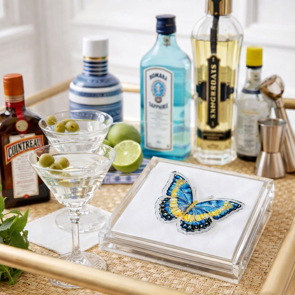 Acrylic Napkin Weight - Butterfly Blues