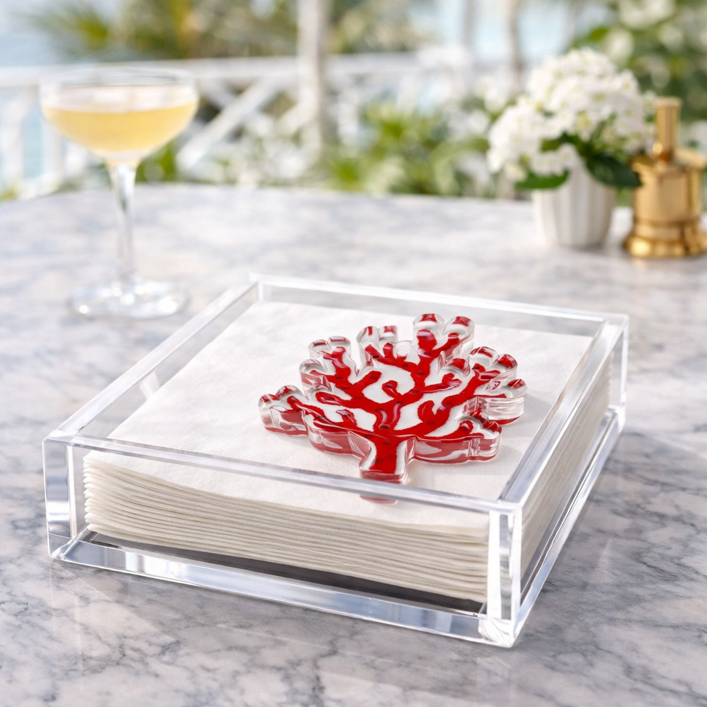 Acrylic Napkin Weight - Coral