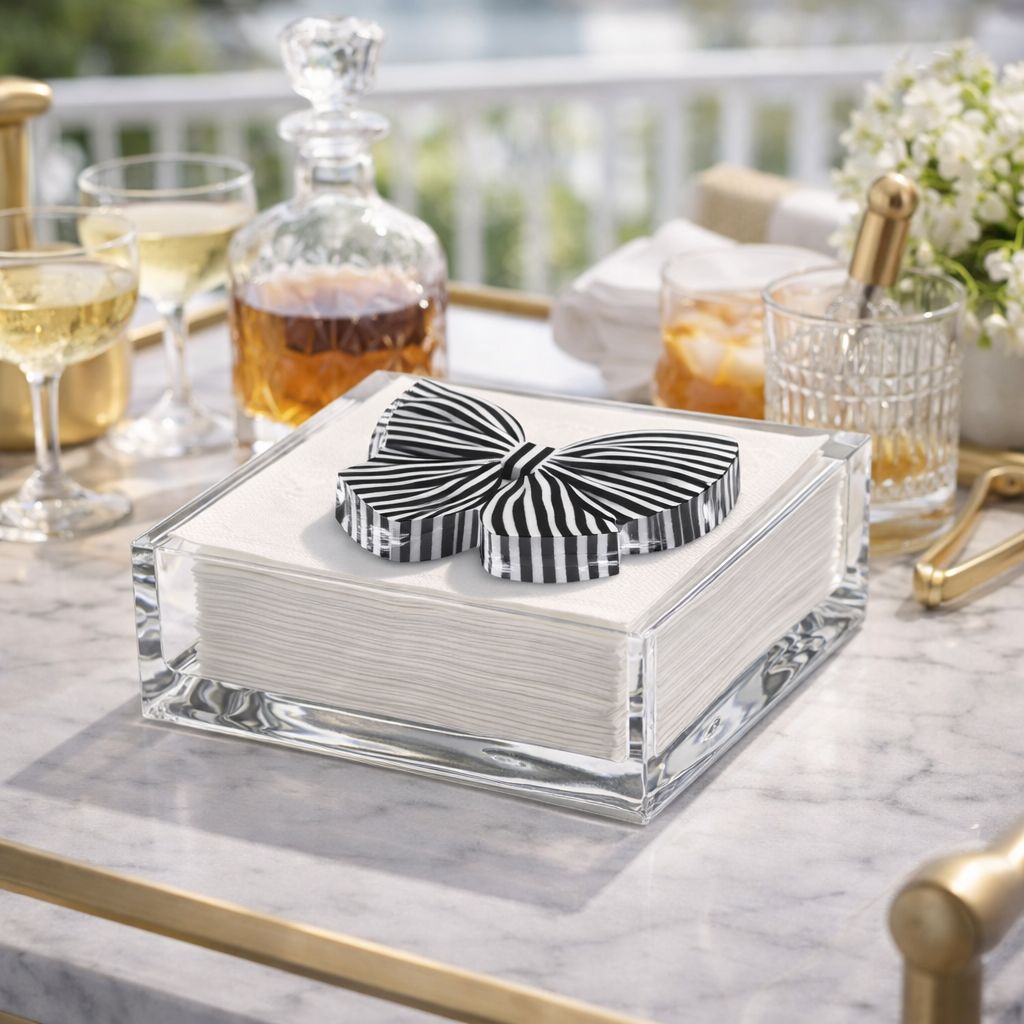 Acrylic Napkin Weight - Black Bow