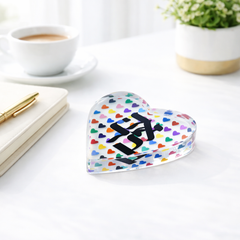 Acrylic Napkin Weight - Ahava Heart