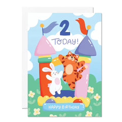 2nd Birthday Card – Bouncy Castle Theme For Kids