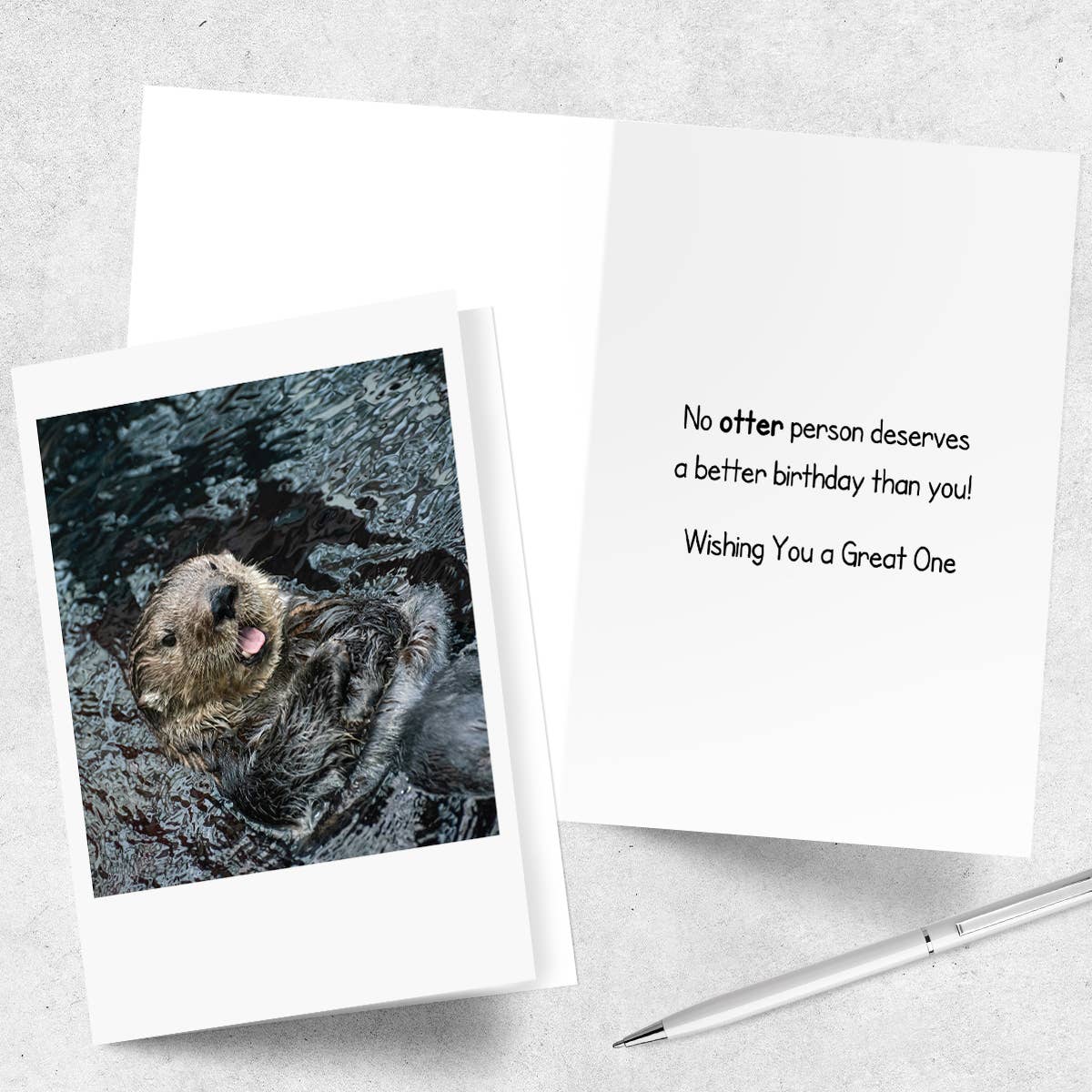 Baby Otter Smiling Happy Birthday Greeting Card
