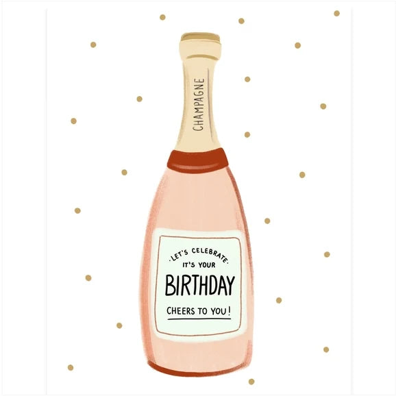 Birthday Champagne Illustrated Card