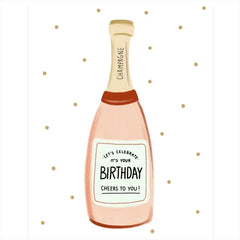 Birthday Champagne Illustrated Card